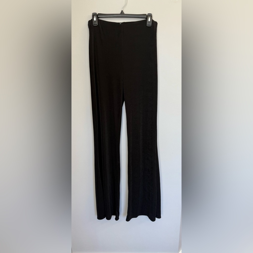 Bershka High Rise Silky Stretch Wide Leg Flare Black Pants Women’s Size XL